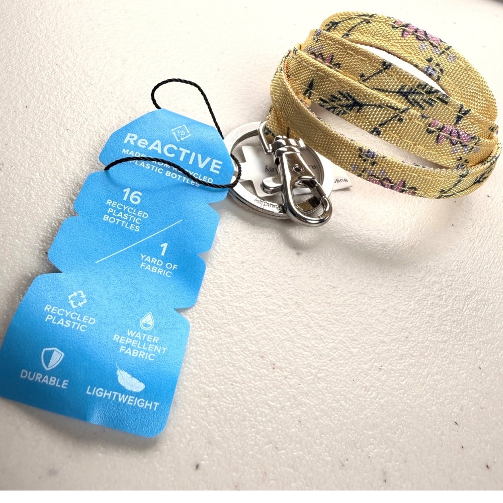 Vera Bradley ReActive Lanyard 18 in Sunlit‎ Garden Floral Yellow Keychain